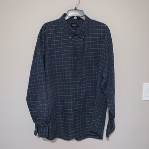 Haggar Blue Casual Button Down Shirt with Subtle Check Pattern XXL